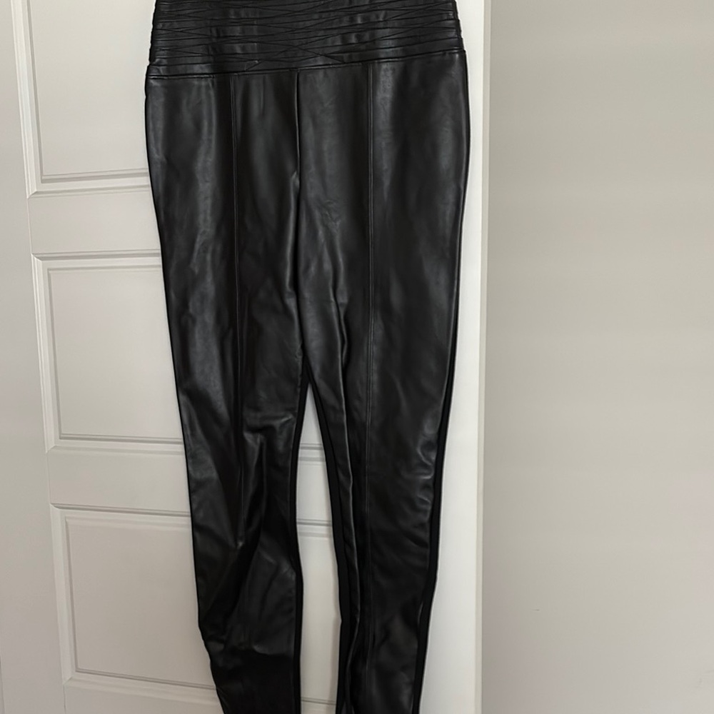Bebe Black High-Waist Faux Leather Pants